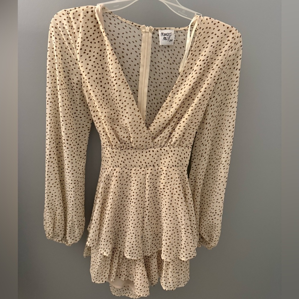 Princess Polly Cream Polka Dot Jumpsuit